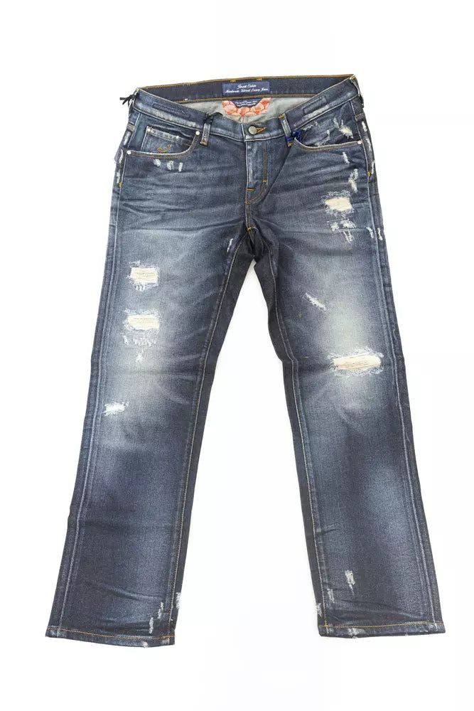 Blue Cotton Women's Straight-Leg Jean