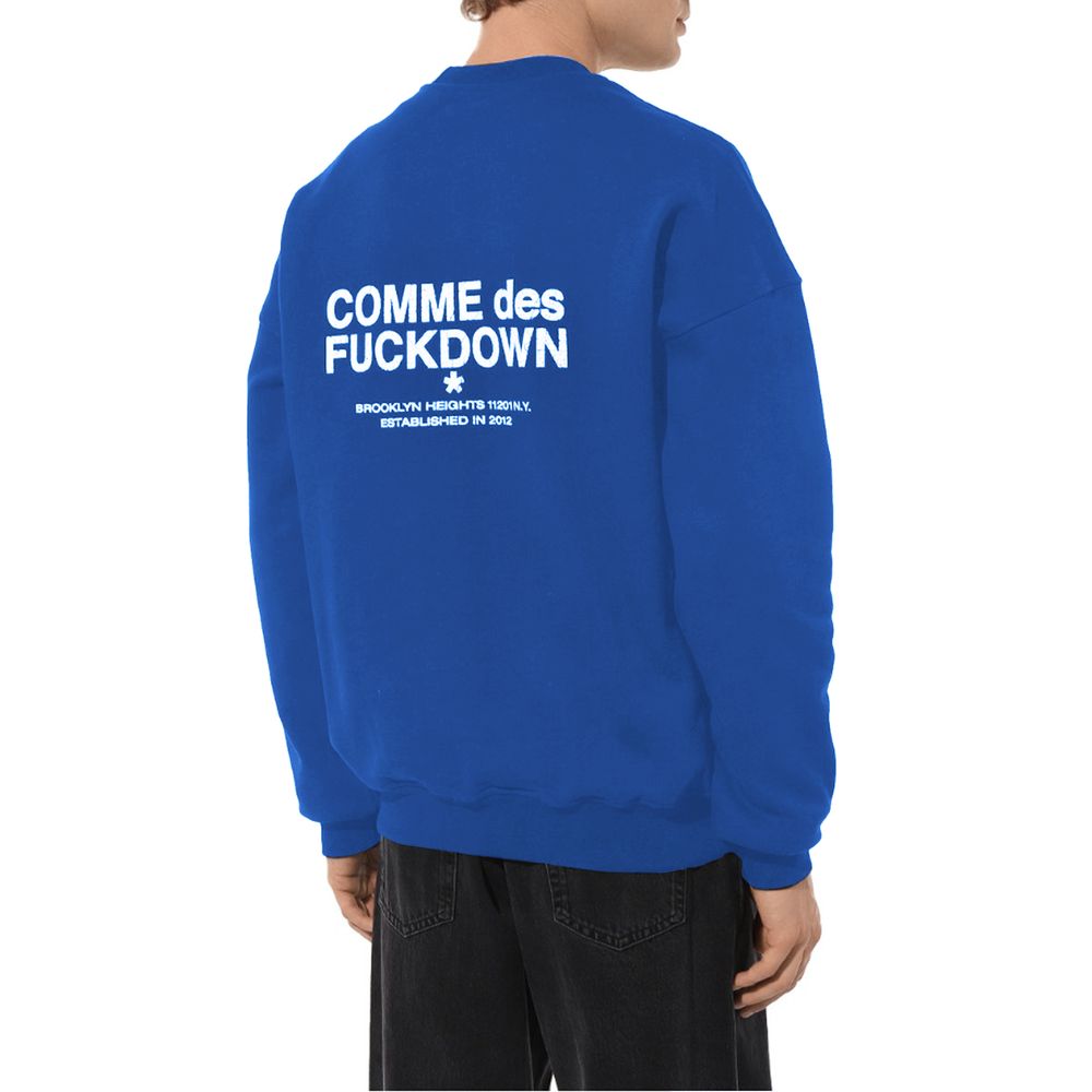 Blue Cotton Men Sweater