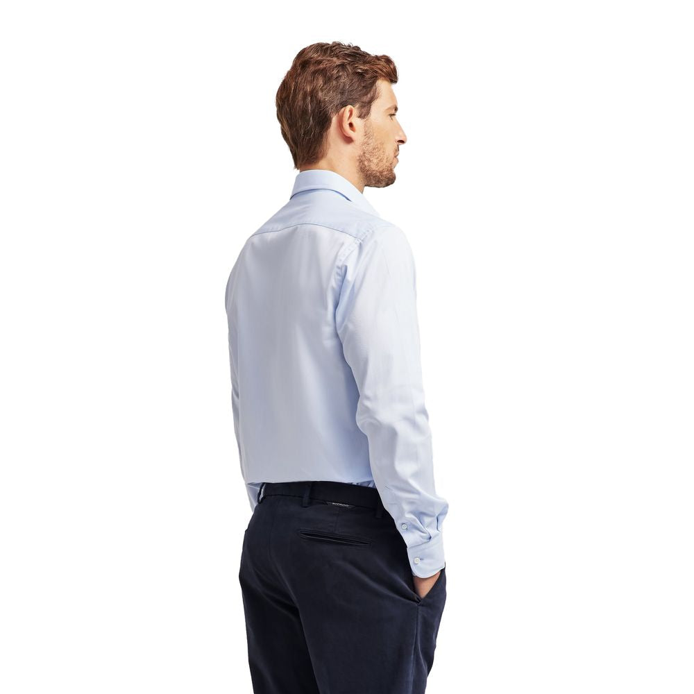 Blue Cotton Men Shirt