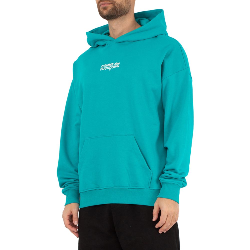 Green Cotton Men Hoodie