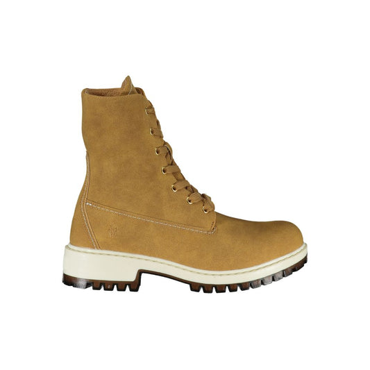 Brown Polyester Women Boot