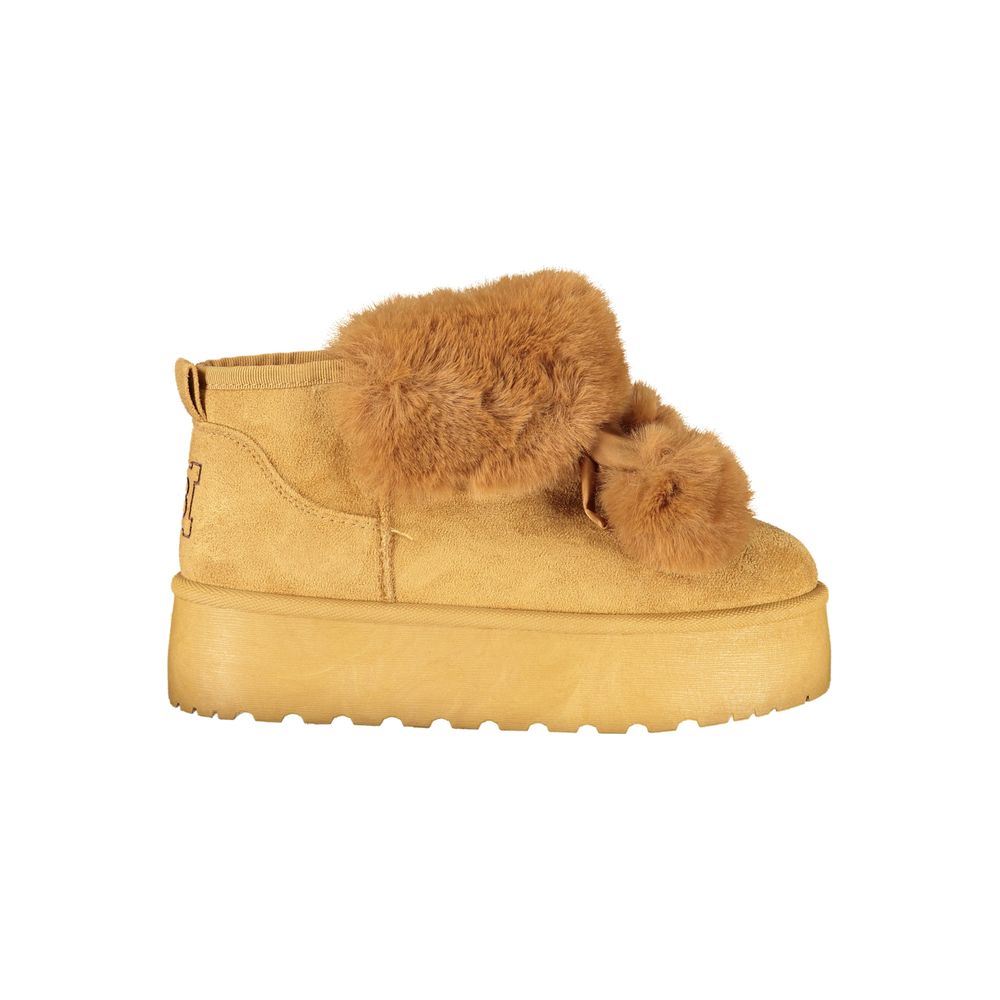 Brown Polyester Women Boot