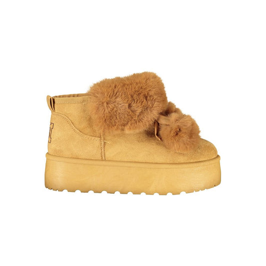 Brown Polyester Women Boot