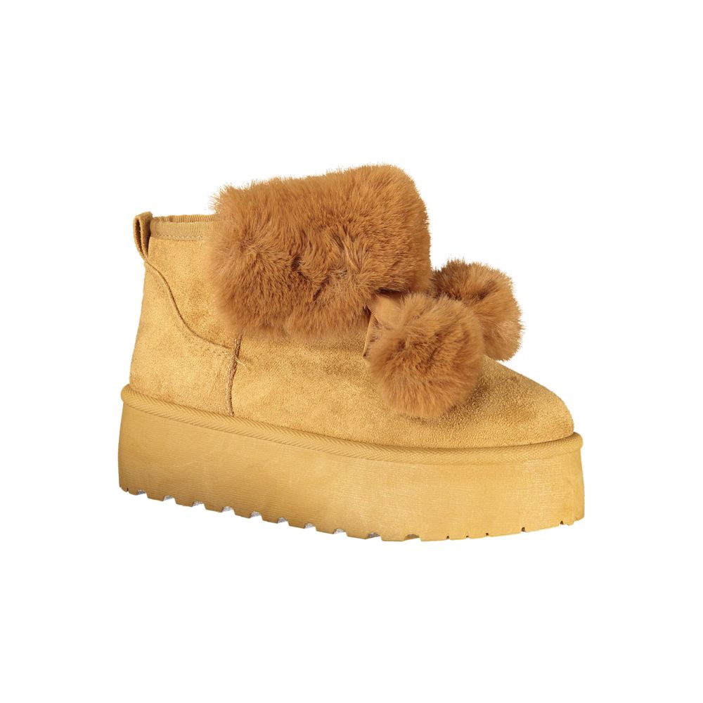 Brown Polyester Women Boot