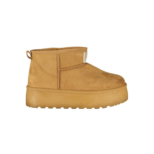 Brown Polyester Women Boot