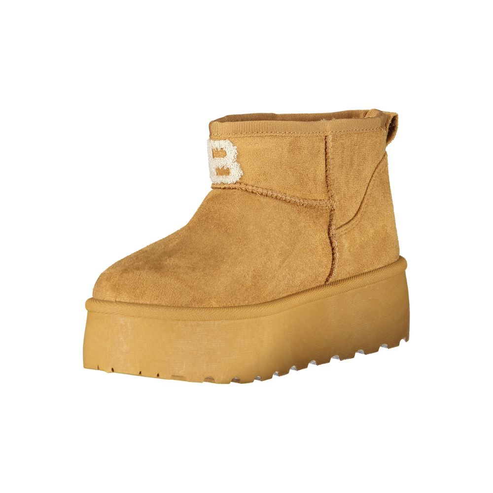 Brown Polyester Women Boot