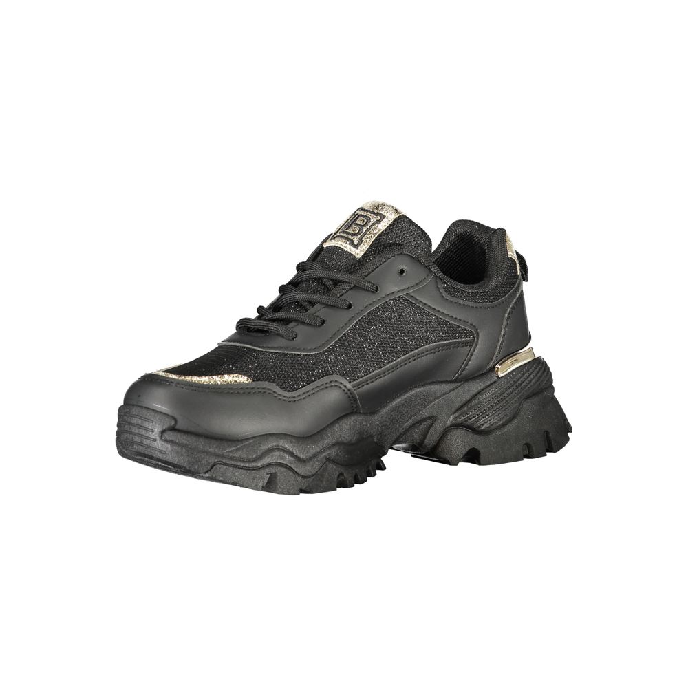 Black Polyester Women Sneaker