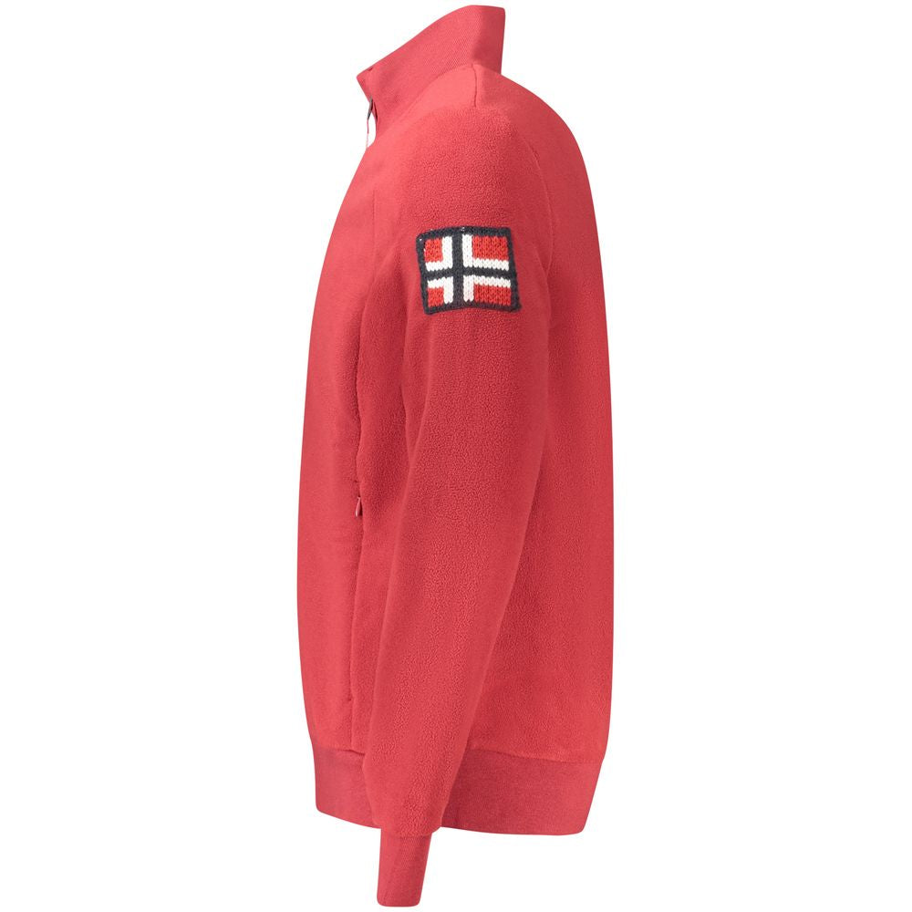 Red Polyester Men Sweater